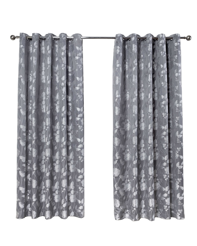Meadows Collection - Lined Eyelet Jacquard Curtains in Silver - Image 2