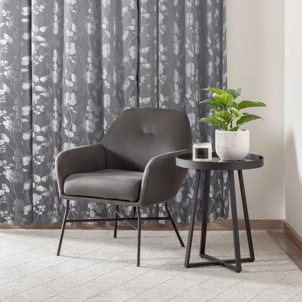 Meadows Collection - Lined Eyelet Jacquard Curtains in Silver - Image 3