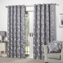 Meadows Collection - Lined Eyelet Jacquard Curtains in Silver - Image 4