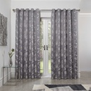 Meadows Collection - Lined Eyelet Jacquard Curtains in Silver - Image 5
