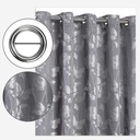 Meadows Collection - Lined Eyelet Jacquard Curtains in Silver - Image 6