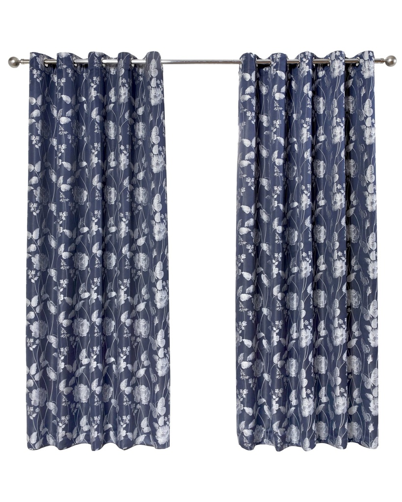 Meadows Collection - Lined Eyelet Jacquard Curtains in Navy - Image 2