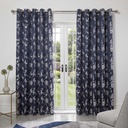 Meadows Collection - Lined Eyelet Jacquard Curtains in Navy - Image 5