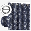 Meadows Collection - Lined Eyelet Jacquard Curtains in Navy - Image 6