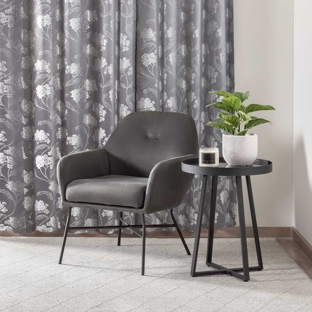 English Garden - Lined Eyelet Jacquard Curtains in Silver - Image 3