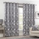 English Garden - Lined Eyelet Jacquard Curtains in Silver - Image 4