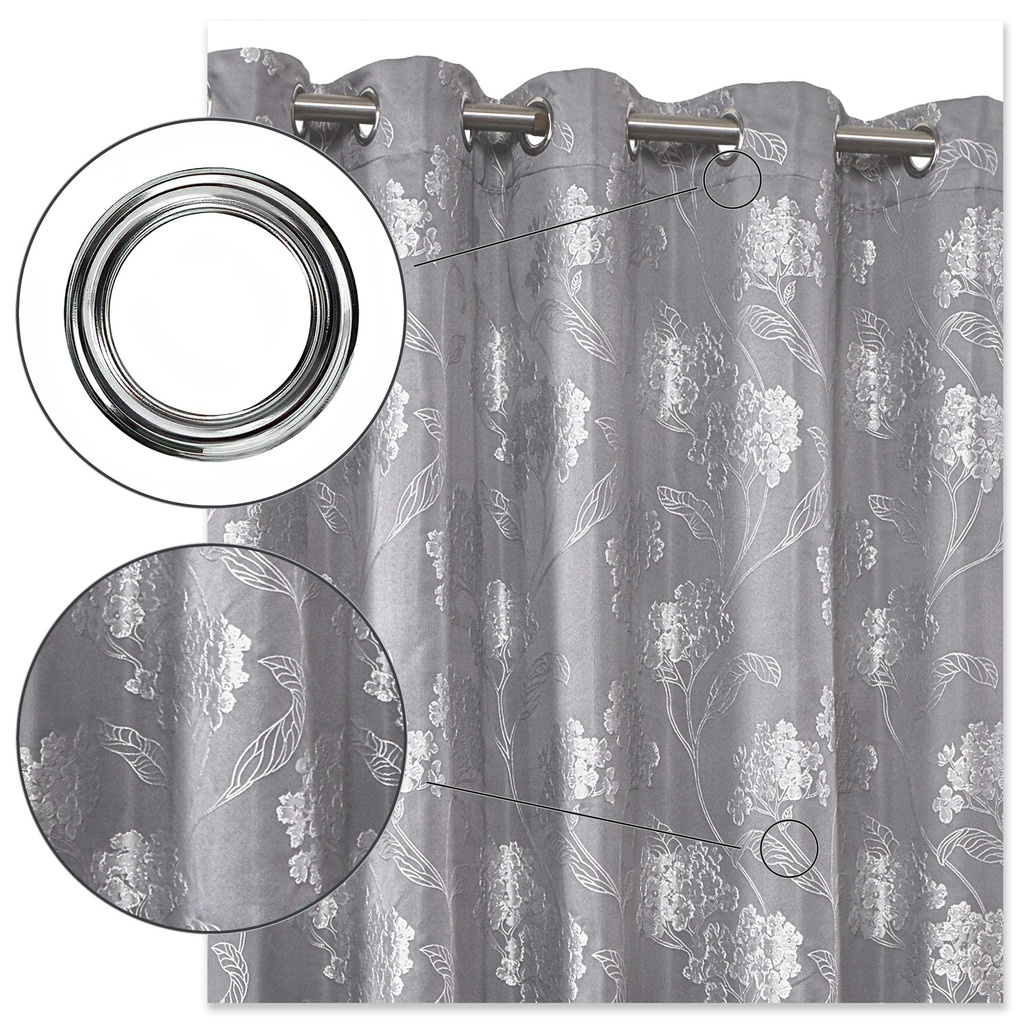 English Garden - Lined Eyelet Jacquard Curtains in Silver - Image 5