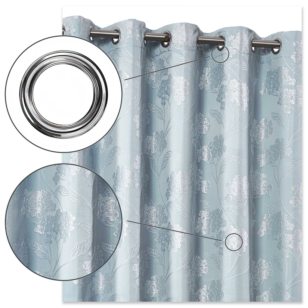 English Garden - Lined Eyelet Jacquard Curtains in Duck Egg - Image 5