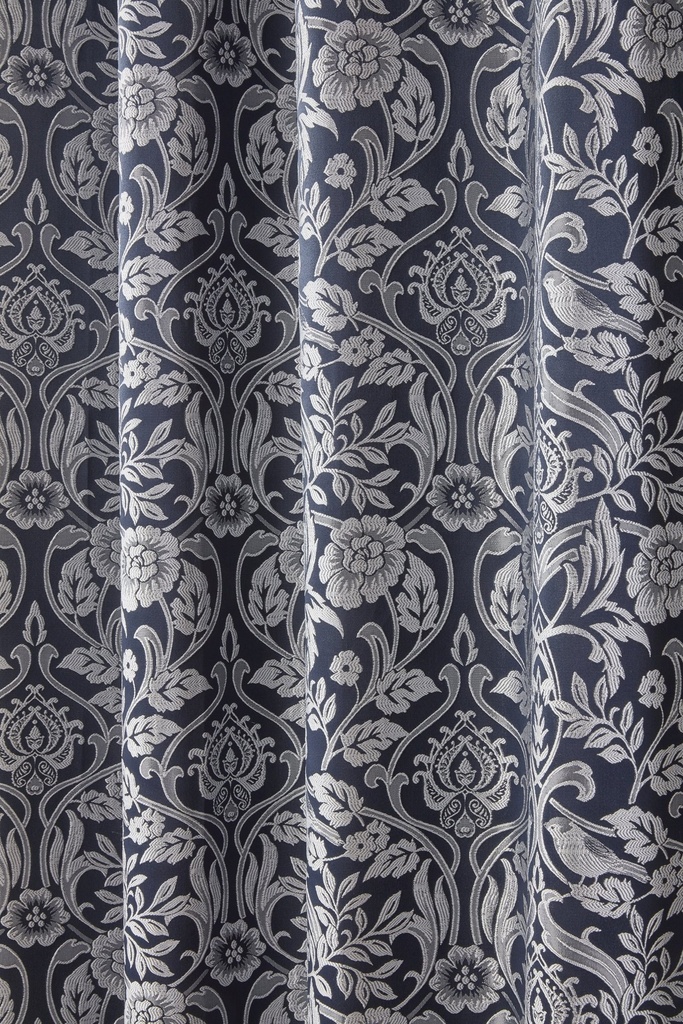 Harrow - Lined Eyelet Jacquard Curtains in Navy - Image 2