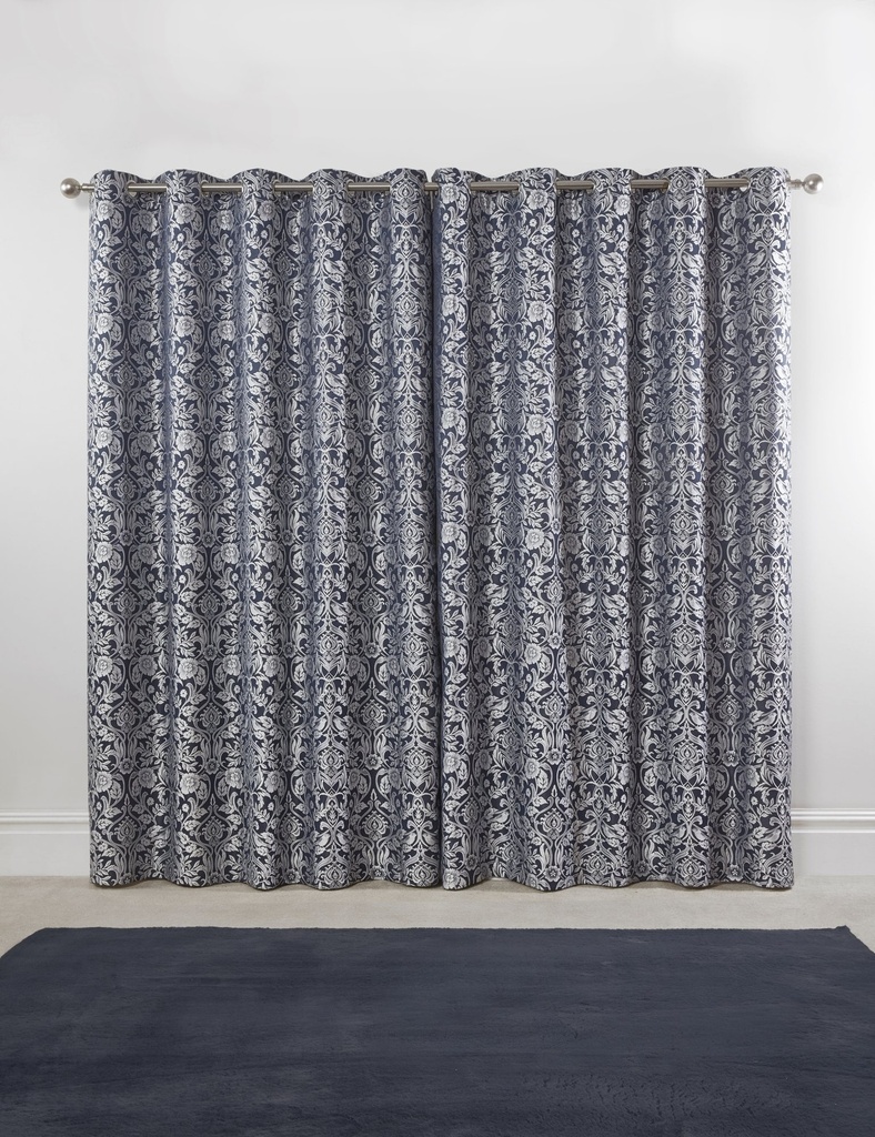 Harrow - Lined Eyelet Jacquard Curtains in Navy - Image 4
