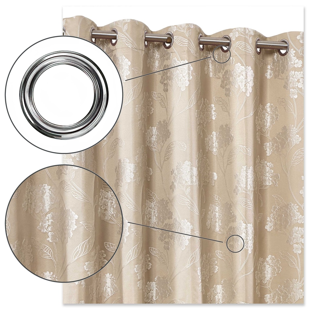 English Garden - Lined Eyelet Jacquard Curtains in Cream - Image 5