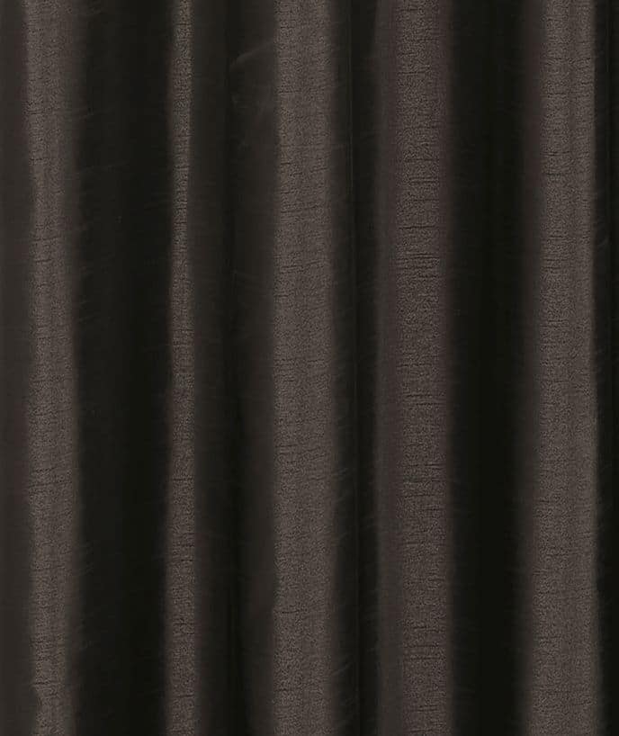 Faux Silk Collection - Luminous Lined Eyelet Curtains in Black - Image 2