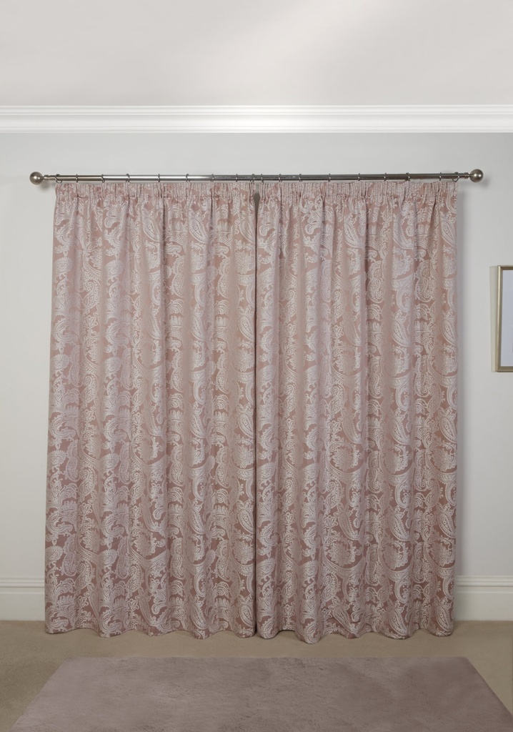 Cavendish Collection - Lined Pencil Pleat Jacquard Curtains in Blush Pink - Image 3