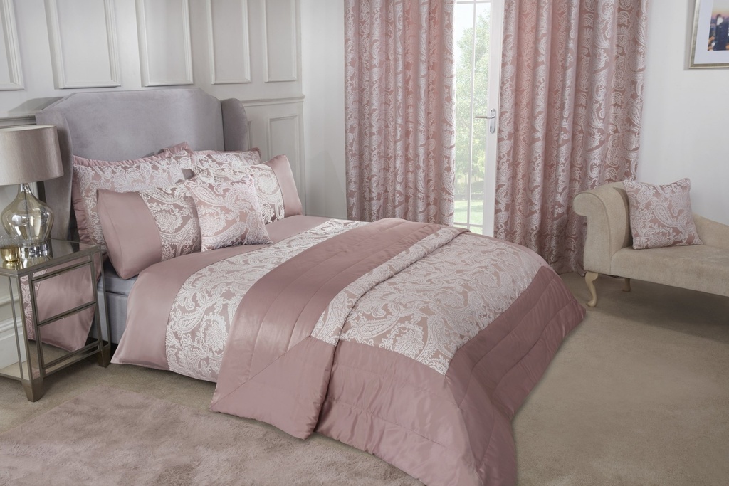 Cavendish Collection - Lined Pencil Pleat Jacquard Curtains in Blush Pink - Image 5