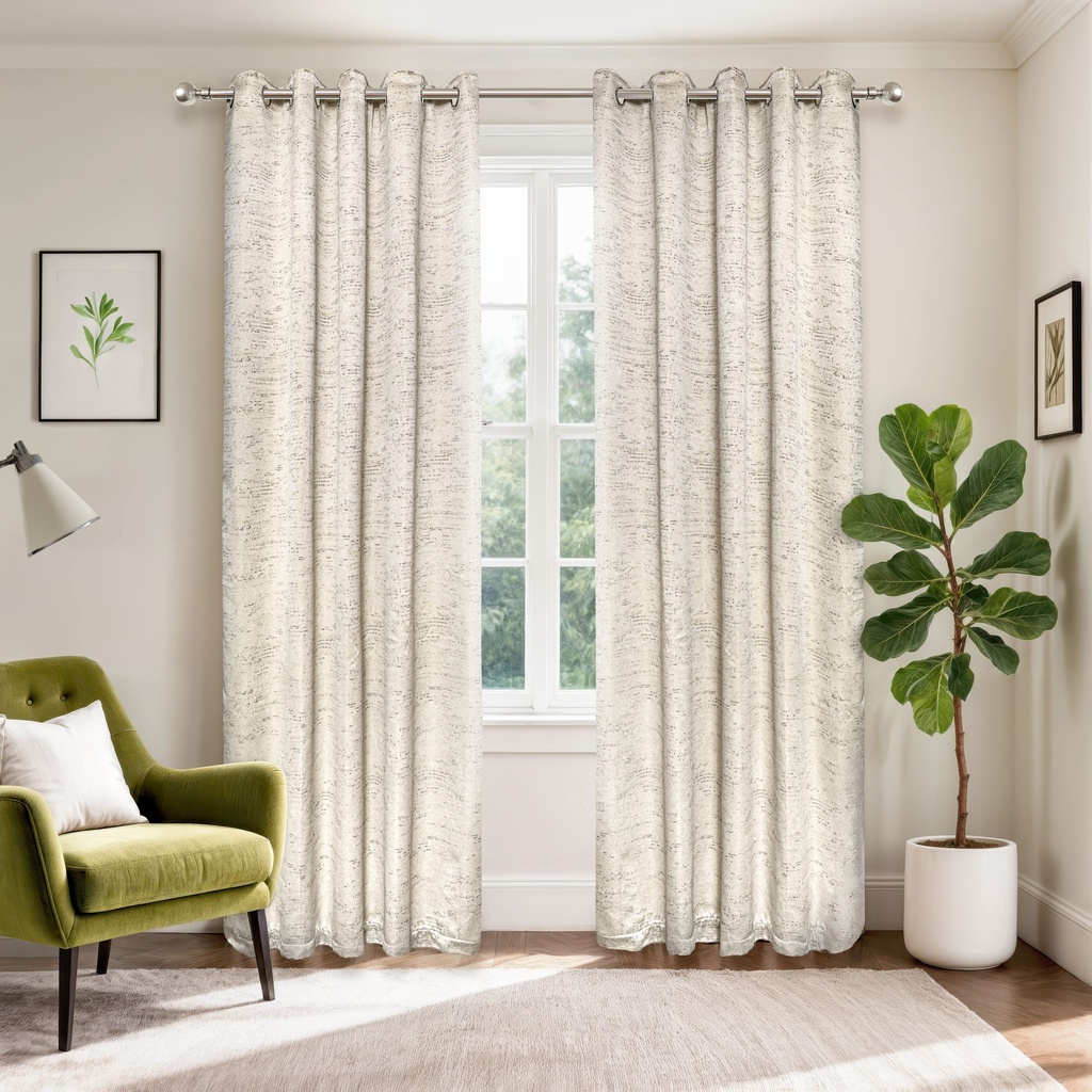 Wisteria Collection - Lined Eyelet Curtains in Natural - Image 5