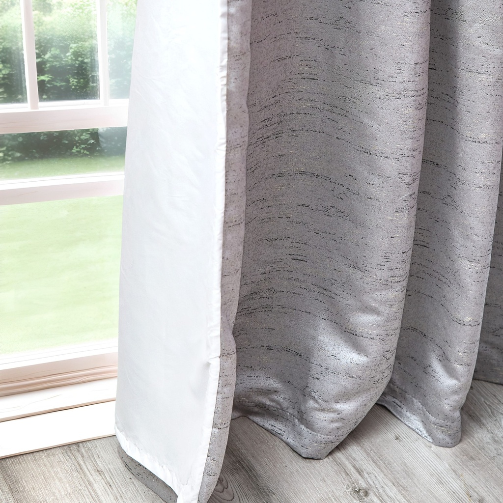 Wisteria Collection - Lined Eyelet Curtains in Grey - Image 4