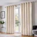 Azalea Collection - Velvet Blackout Eyelet Curtains in Natural - Image 3