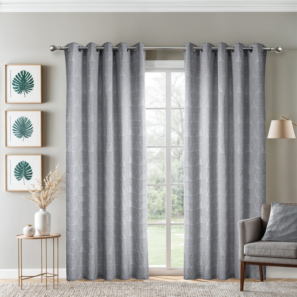 Siena Curtain Collection - Light Filtering Unlined Eyelet Jacquard, Silver Grey - Image 4