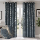 Azalea Collection - Velvet Blackout Eyelet Curtains in Silver - Image 2