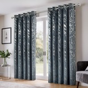 Azalea Collection - Velvet Blackout Eyelet Curtains in Silver - Image 3