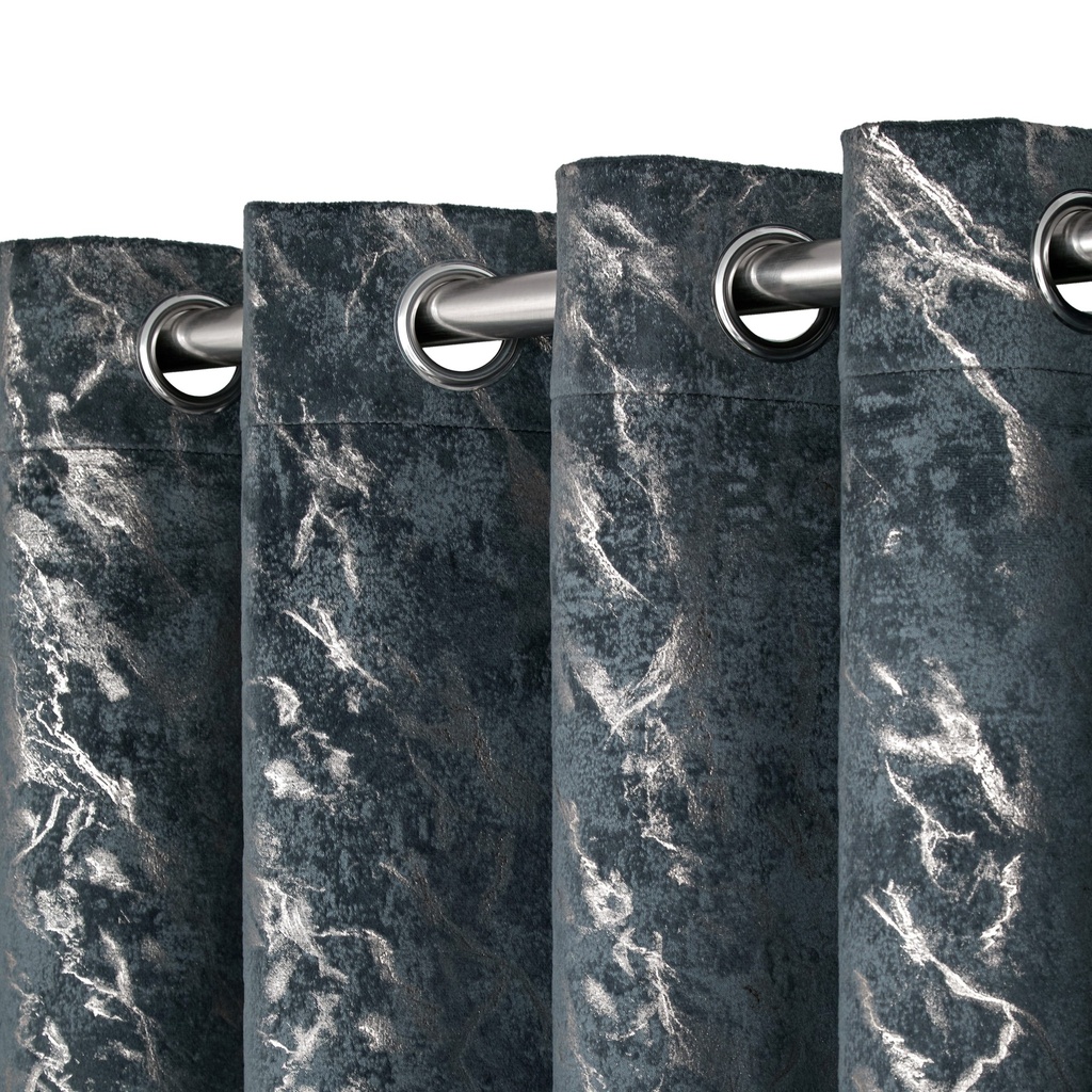 Azalea Collection - Velvet Blackout Eyelet Curtains in Silver - Image 4