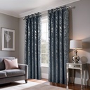 Azalea Collection - Velvet Blackout Eyelet Curtains in Silver - Image 6