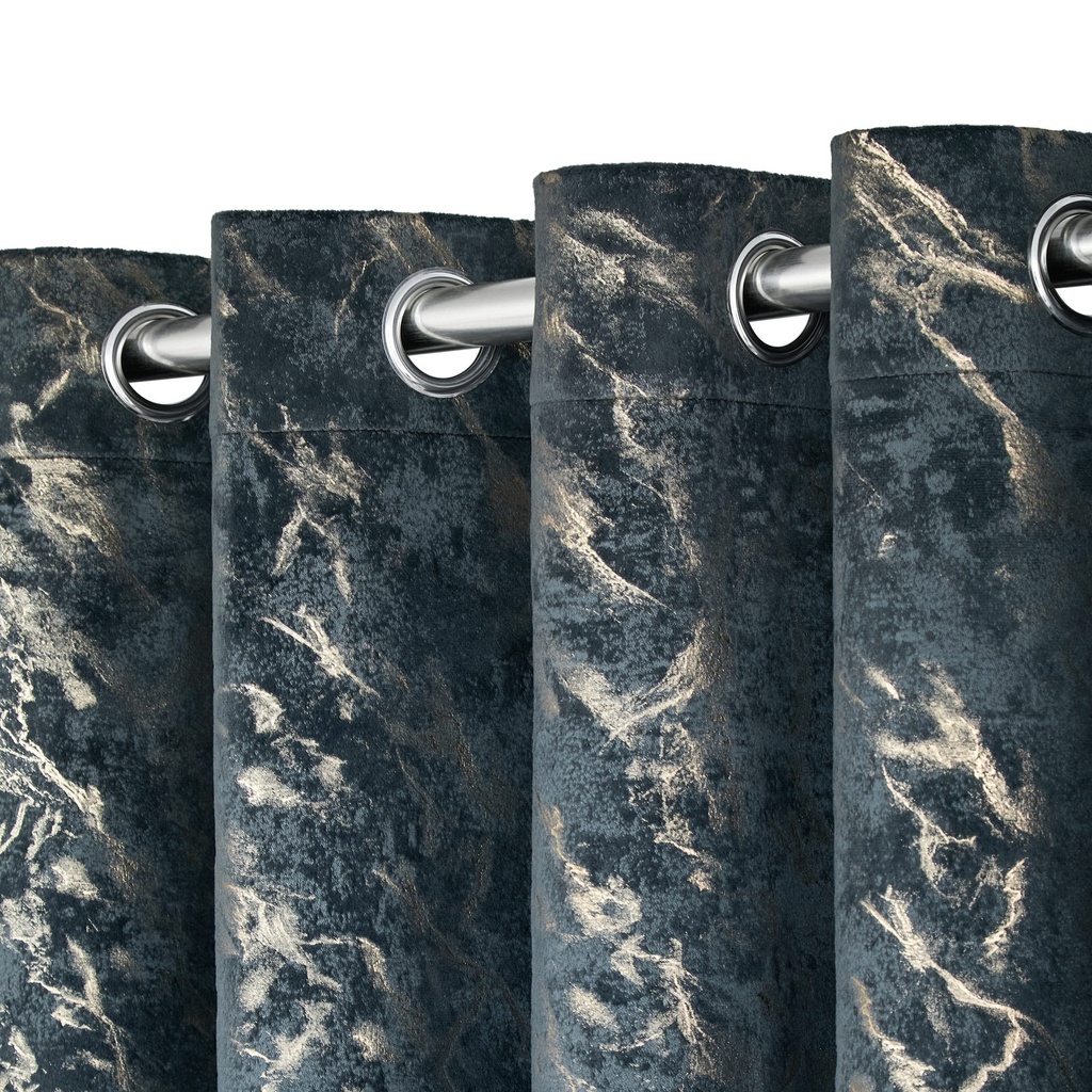 Azalea Collection - Velvet Blackout Eyelet Curtains in Silver - Image 9