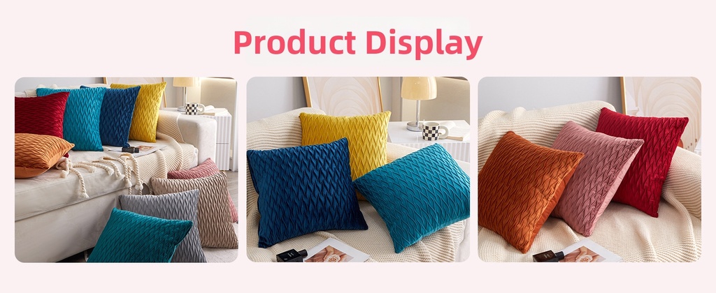 Pleated Stripe Velvet Cushion - 45 × 45 cm - Image 6