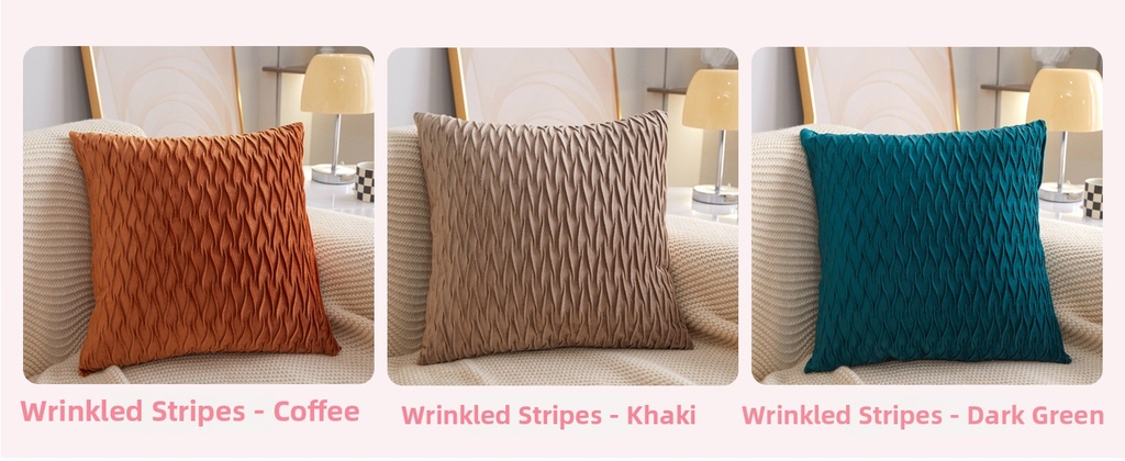 Pleated Stripe Velvet Cushion - 45 × 45 cm - Image 10
