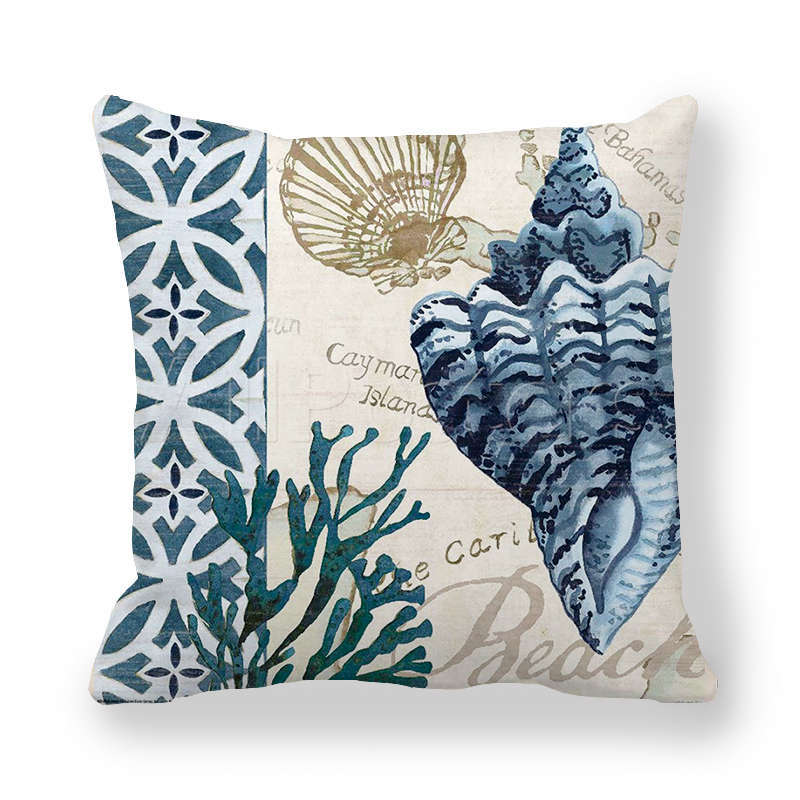 Vintage Ocean Print Cushion Cover - 45 × 45 cm - Image 2