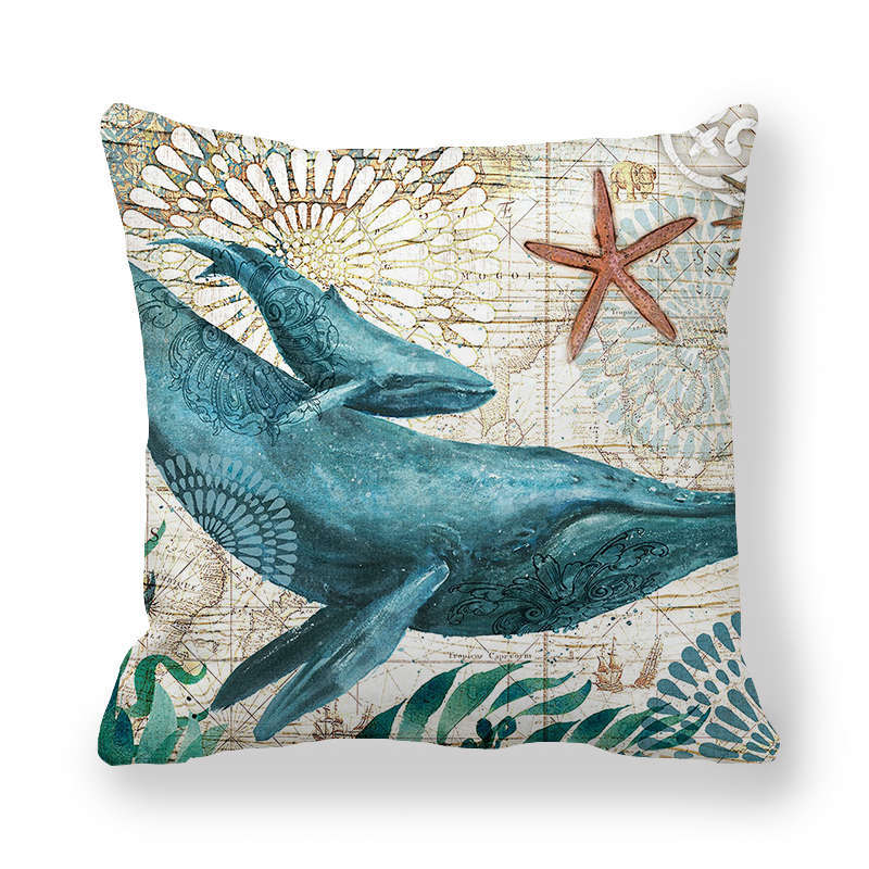Vintage Ocean Print Cushion Cover - 45 × 45 cm - Image 3