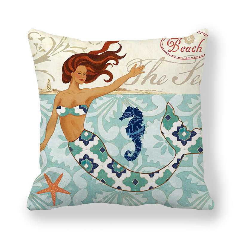 Vintage Ocean Print Cushion Cover - 45 × 45 cm - Image 5