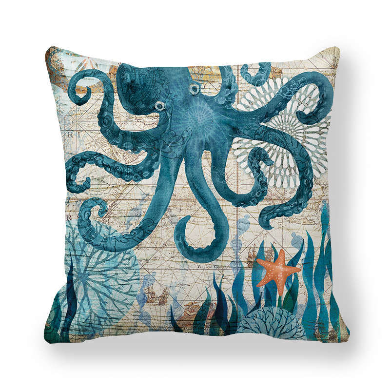 Vintage Ocean Print Cushion Cover - 45 × 45 cm - Image 23
