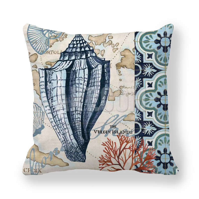 Vintage Ocean Print Cushion Cover - 45 × 45 cm - Image 25