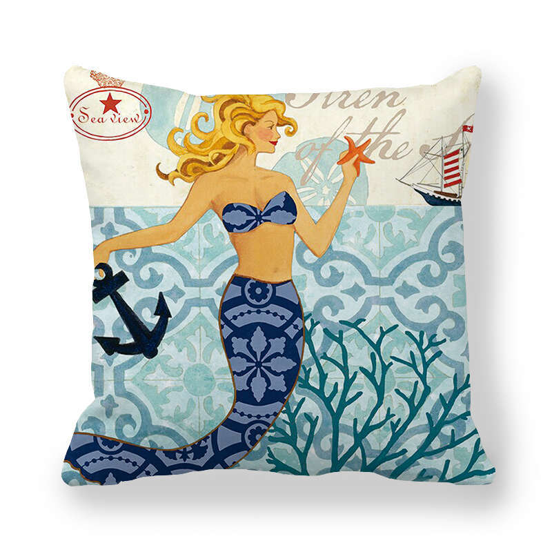 Vintage Ocean Print Cushion Cover - 45 × 45 cm - Image 28