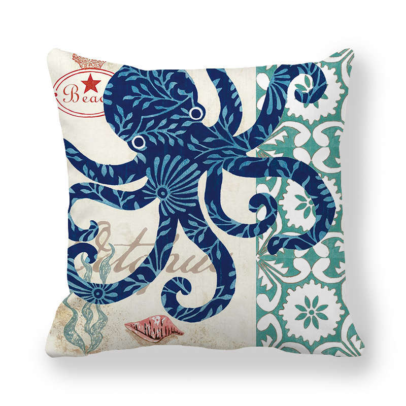 Vintage Ocean Print Cushion Cover - 45 × 45 cm - Image 29