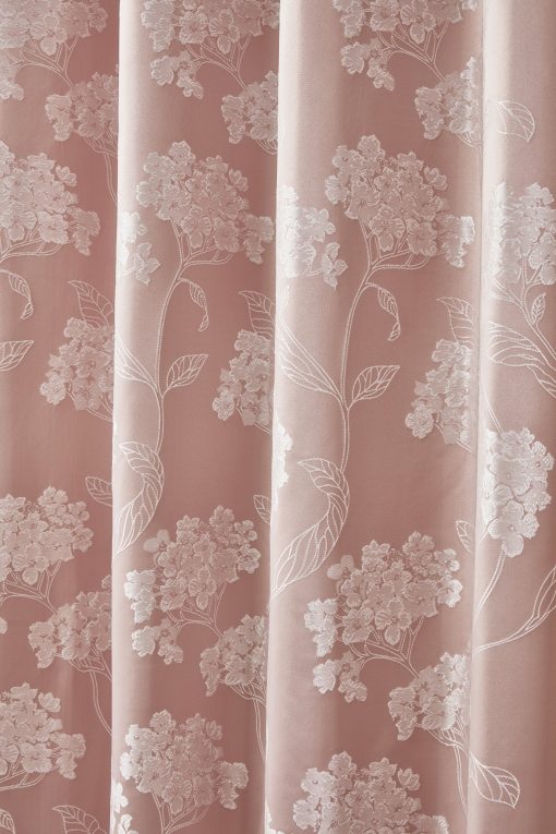 English Garden – Lined Eyelet Jacquard Curtains in Blush Pink - Gallery 1