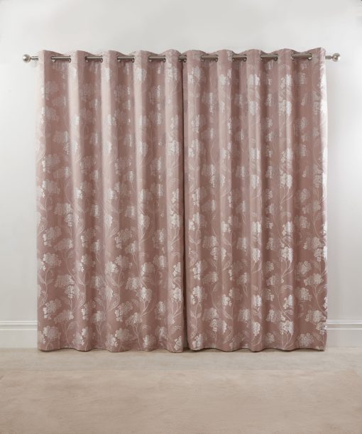 English Garden – Lined Eyelet Jacquard Curtains in Blush Pink - Gallery 3