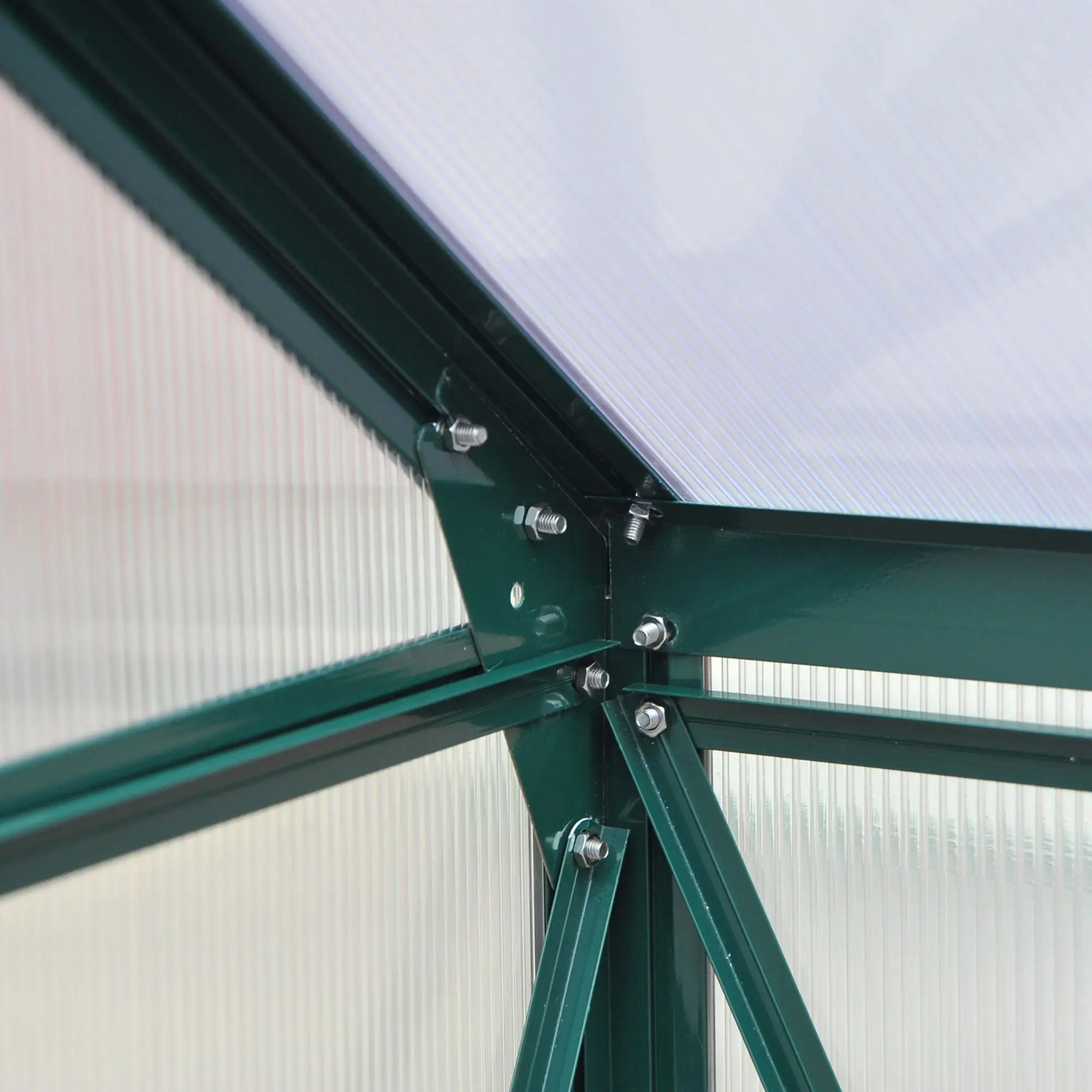 Outsunny 6 x 6ft Polycarbonate Greenhouse, Dark Green - Image 10