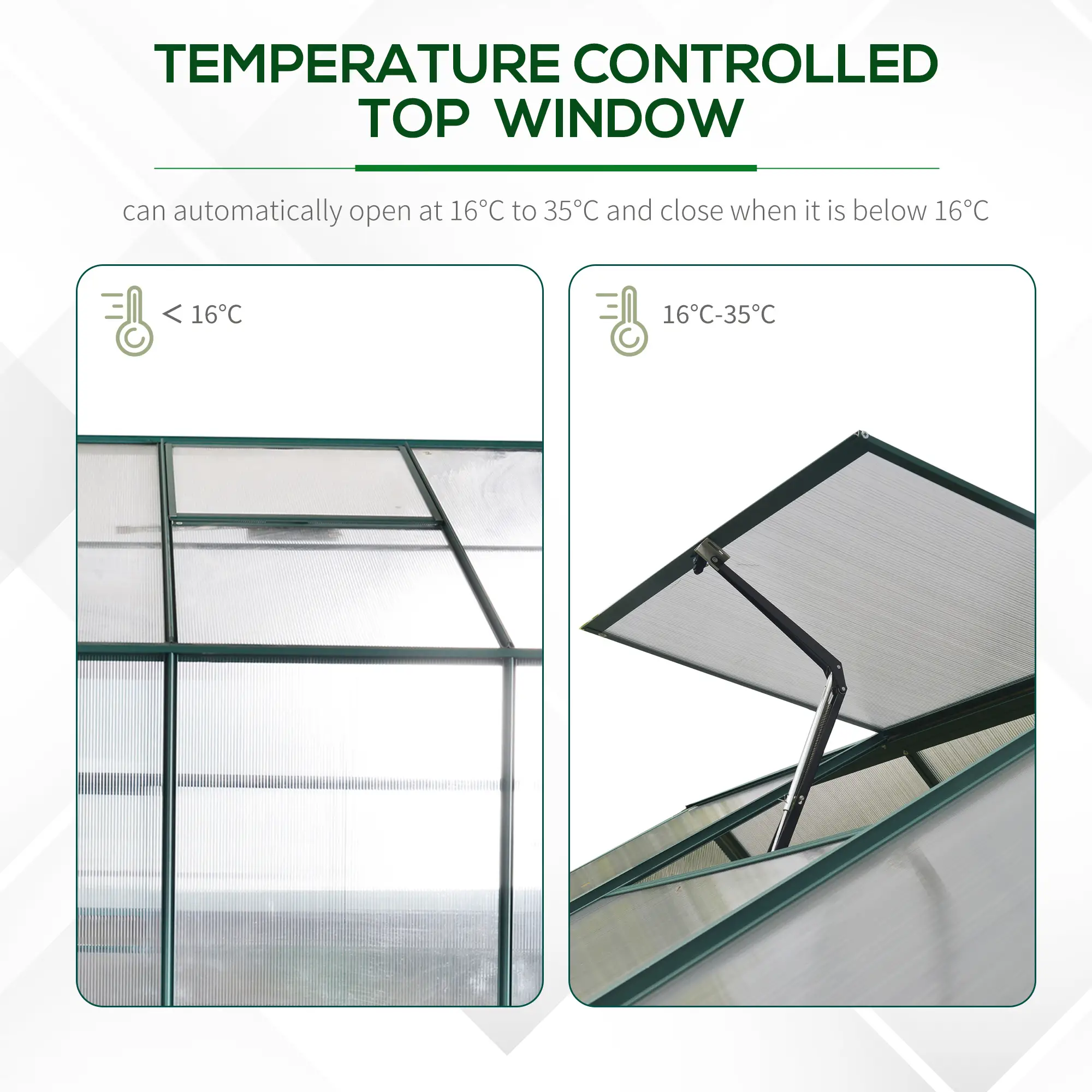 Outsunny 6 x 8ft Polycarbonate Greenhouse, Green - Image 6