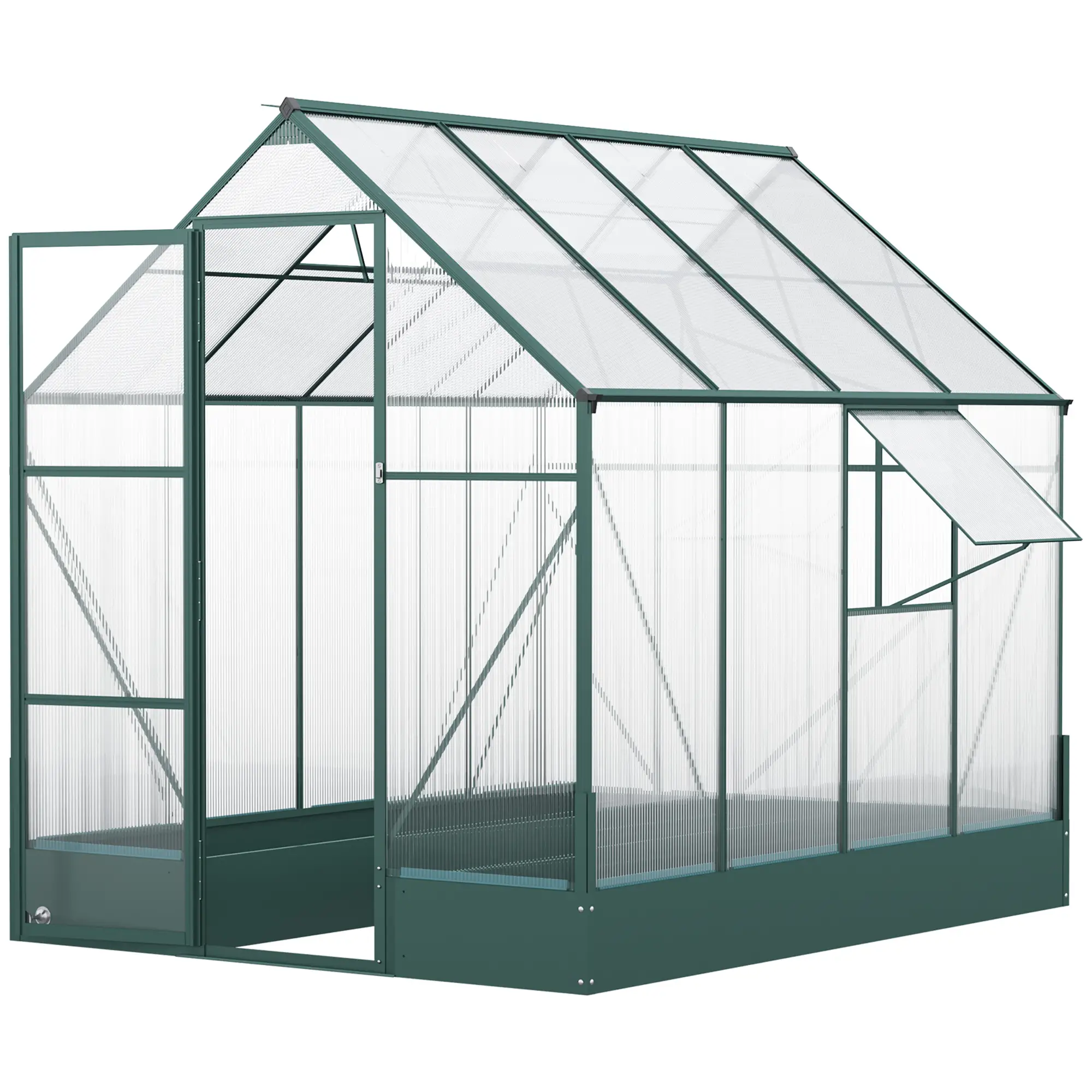 Outsunny 6 x 8ft Polycarbonate Greenhouse, Green - Image 16