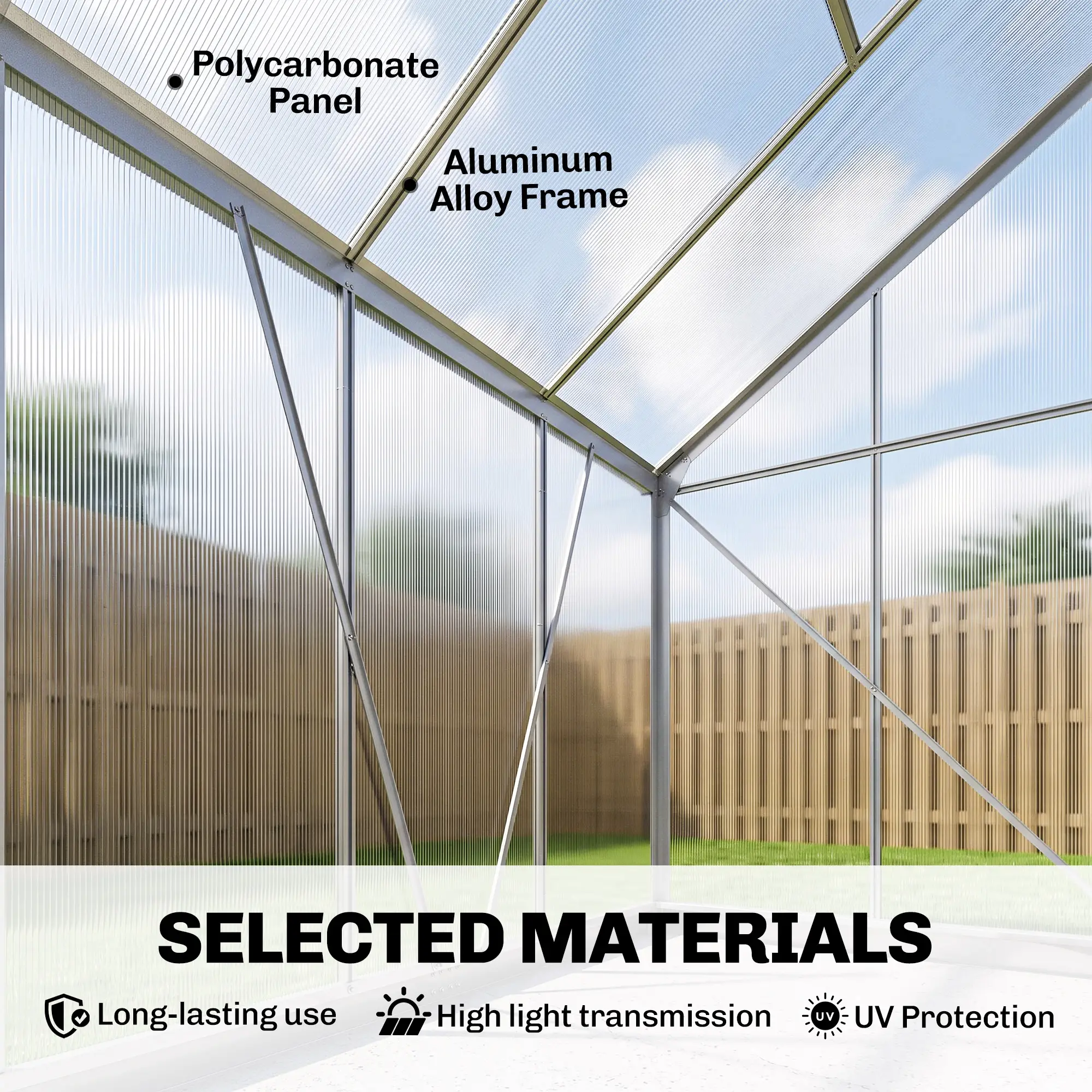 Outsunny 6 x 4ft Lean-to Greenhouse, Silver - Image 4