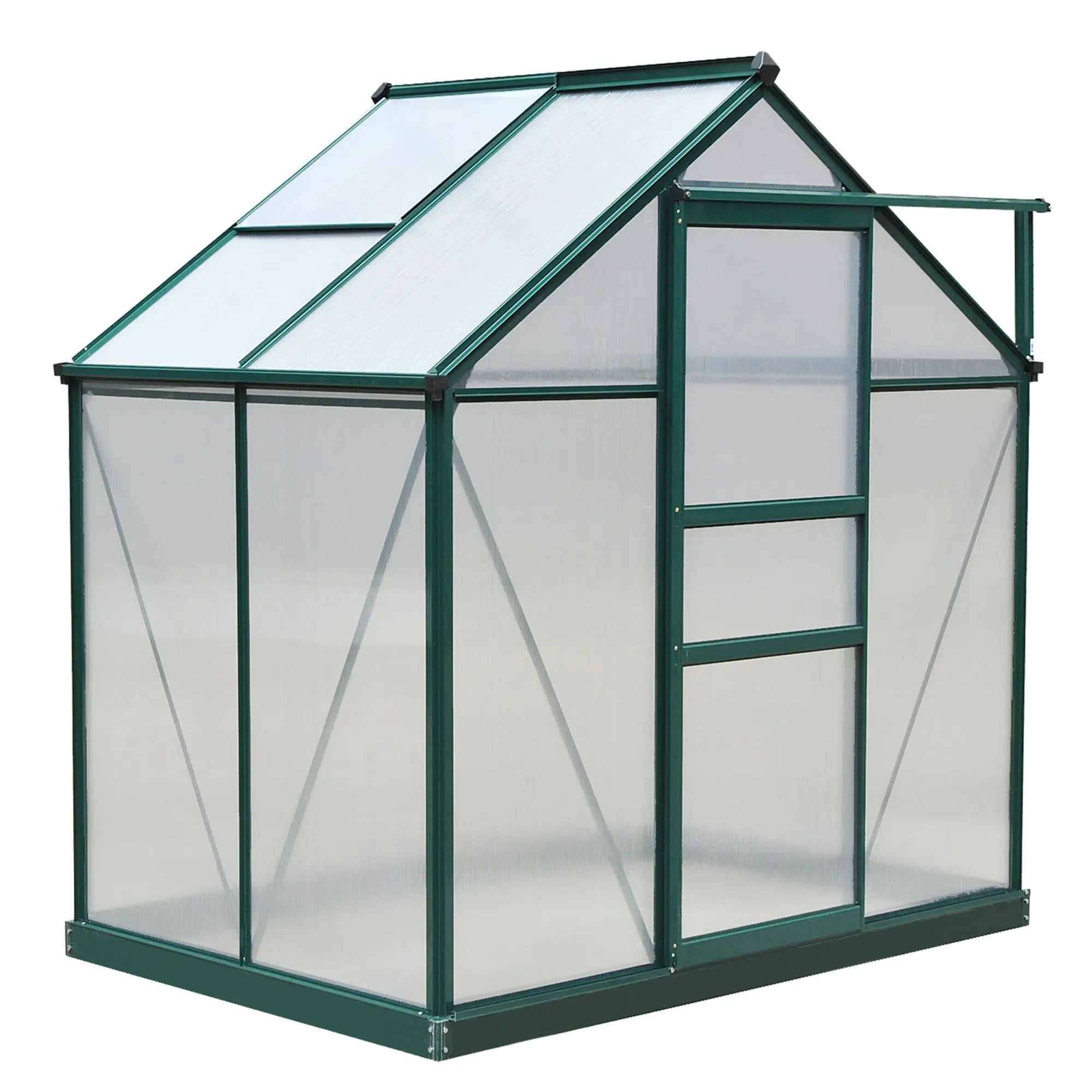 Outsunny 6 x 4ft Polycarbonate Greenhouse, Dark Green - Image 13