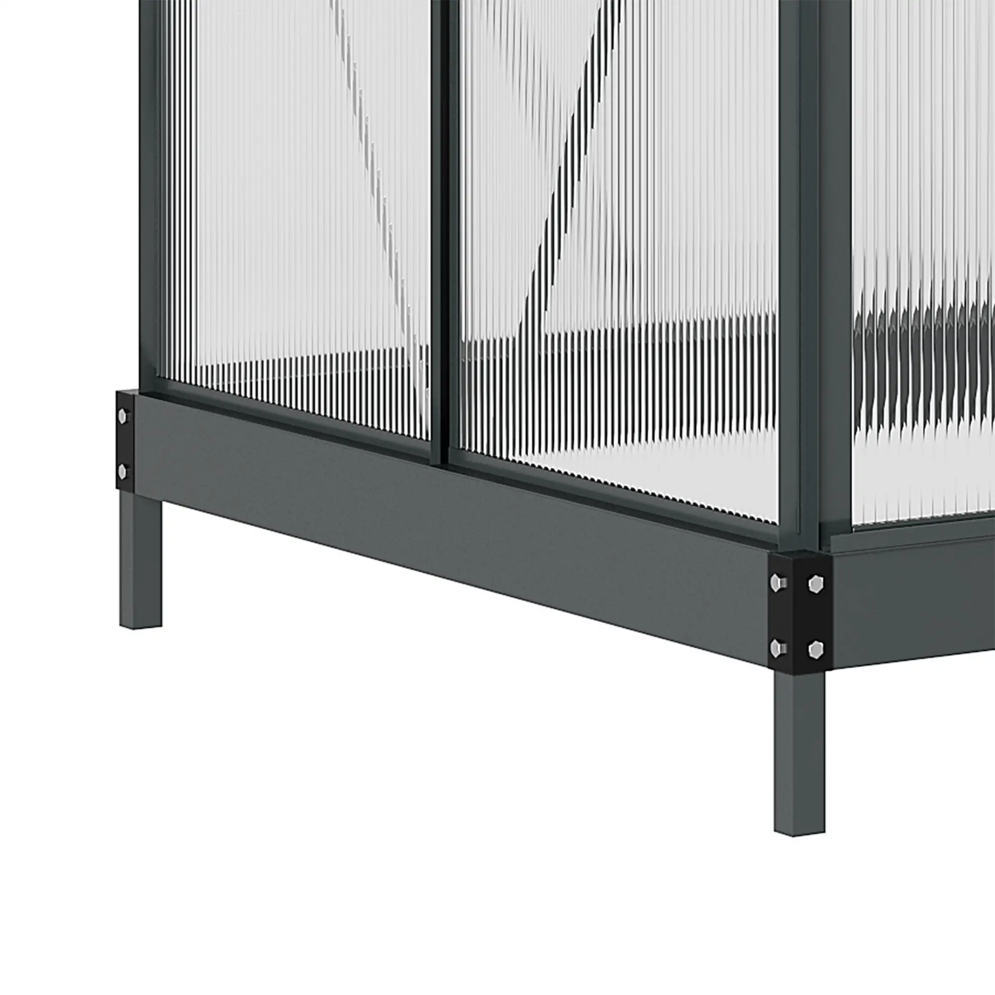 Outsunny 6 x 4ft Polycarbonate Greenhouse, Grey - Image 9