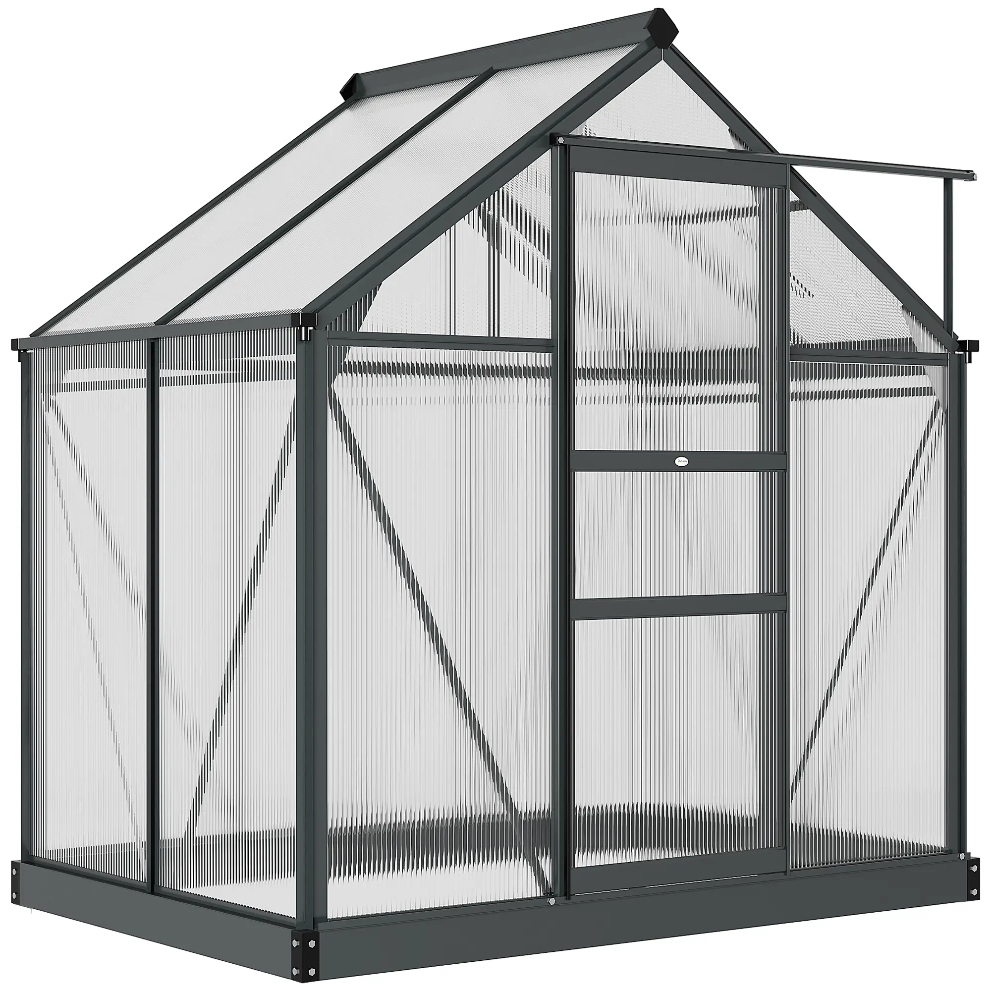 Outsunny 6 x 4ft Polycarbonate Greenhouse, Grey - Image 12