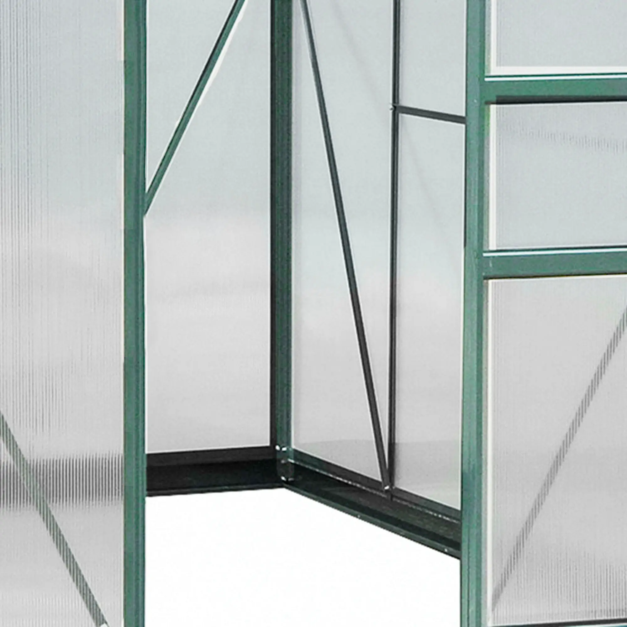 Outsunny 6 x 8ft Polycarbonate Greenhouse, Dark Green - Image 8