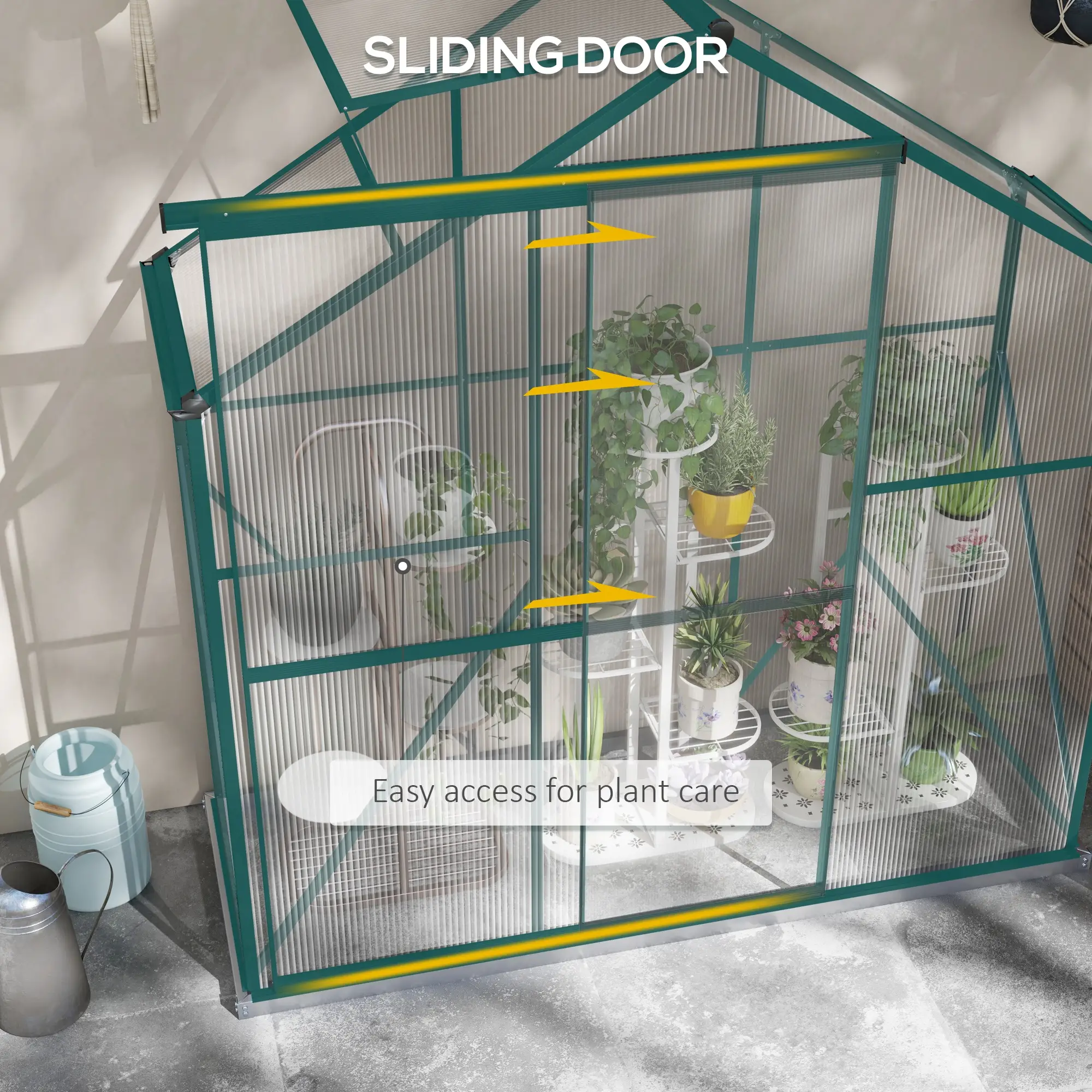 Outsunny 6 x 2.5ft Polycarbonate Greenhouse, Green - Image 6