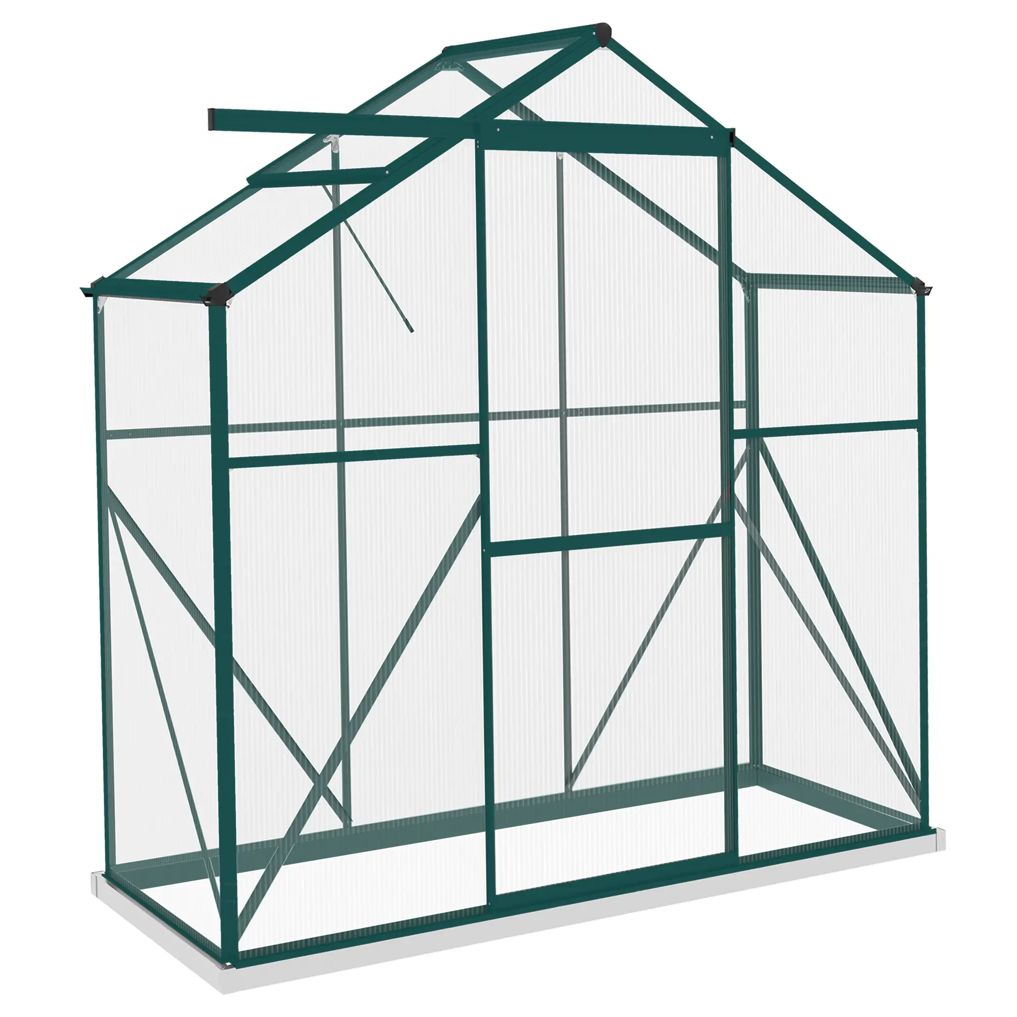 Outsunny 6 x 2.5ft Polycarbonate Greenhouse, Green - Image 14