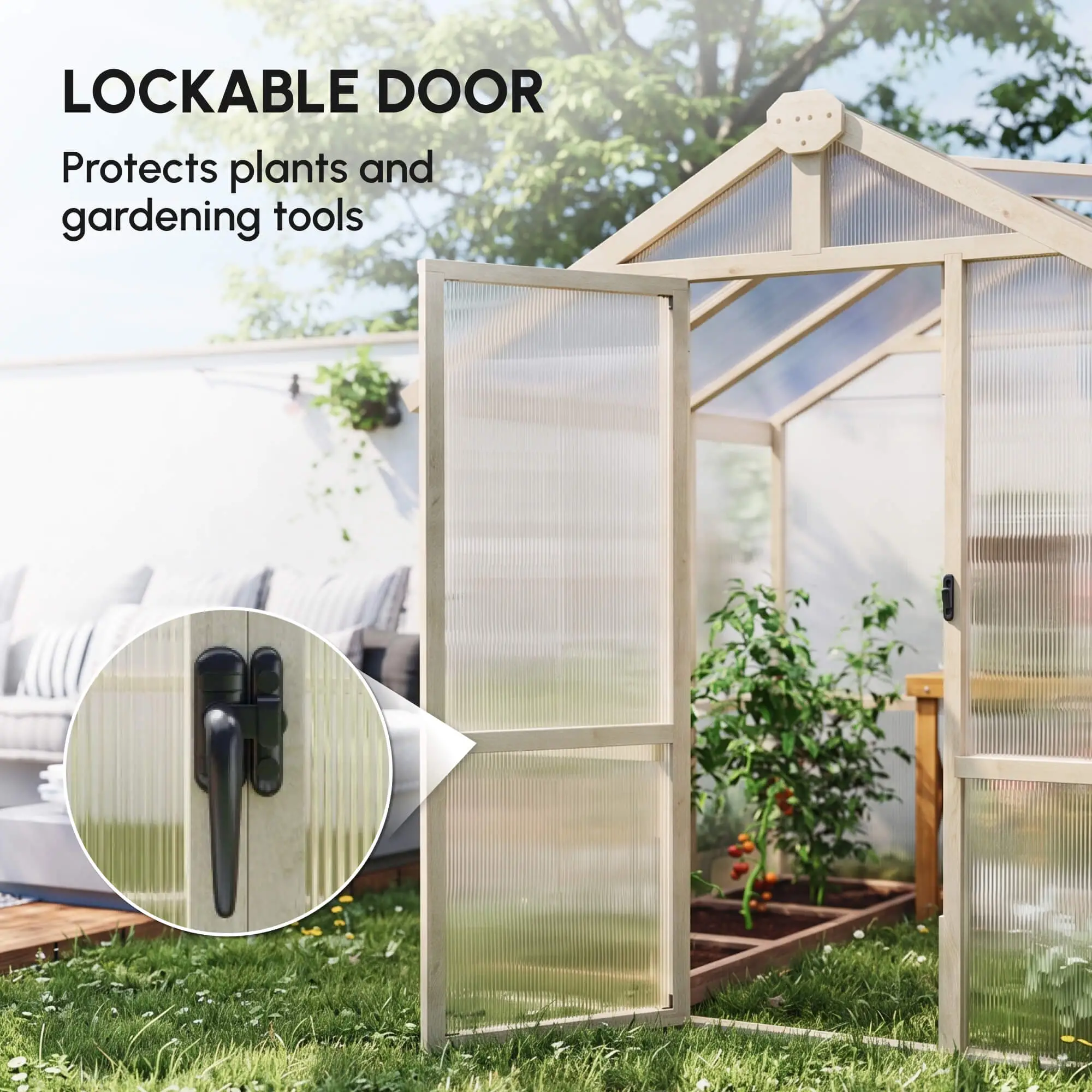 Outsunny 6.6 x 6ft Wooden Greenhouse, Brown - Image 7