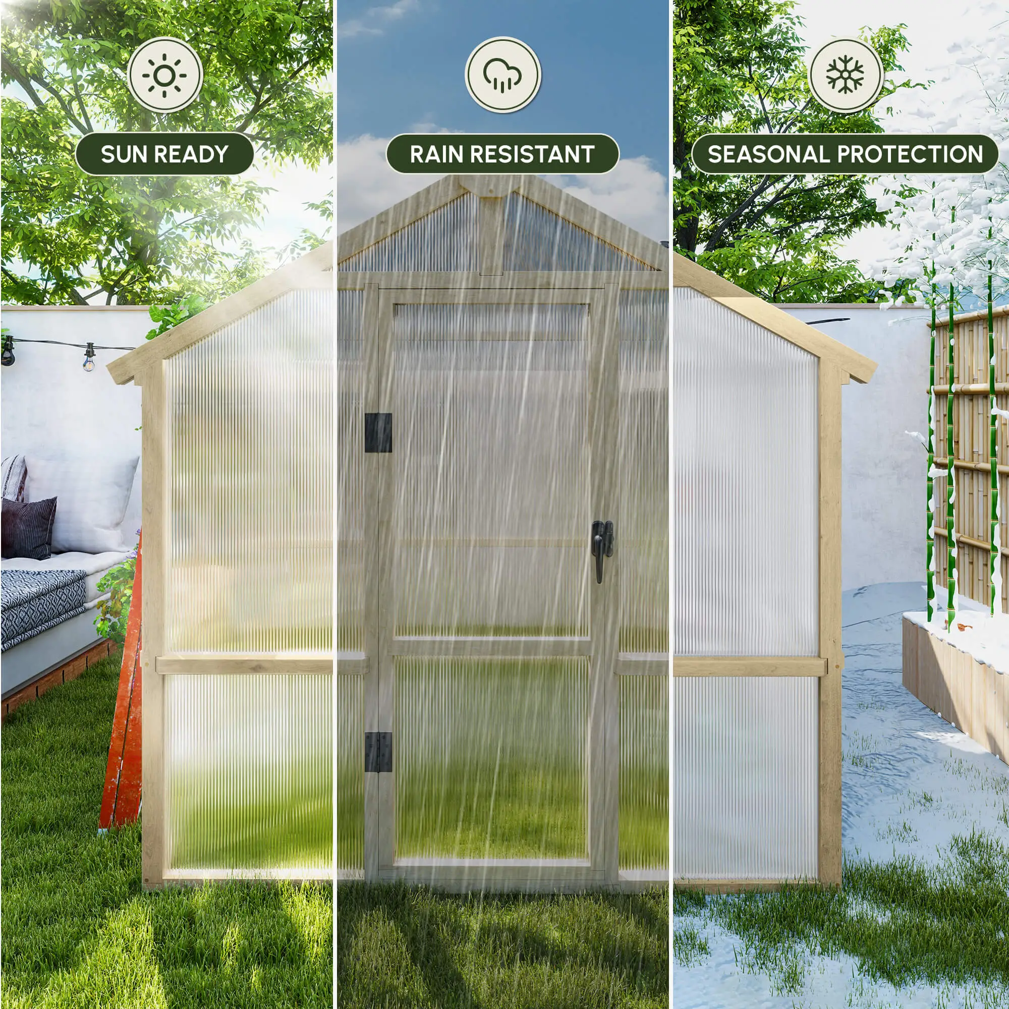 Outsunny 6.6 x 6ft Wooden Greenhouse, Brown - Image 8